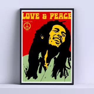 Cuadro Bob Marley Love And Peace Deco 30x40cm Con Vidrio