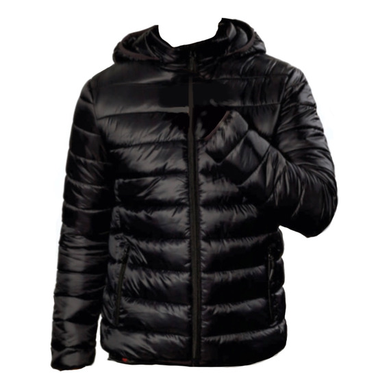 Campera Hombre Pluma Sintética Forrada En Piel