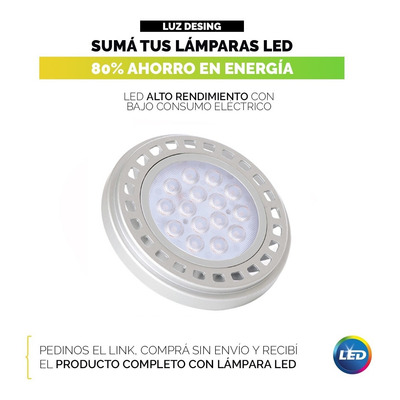 Plafon Spot Ar111 Negro Semiembutido Apto Led Luz Desing