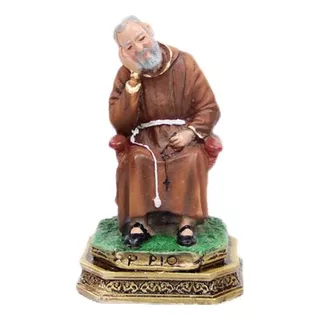 Imagem Santo Padre Pio Sentado 15cm - Pe. Pio + Brinde