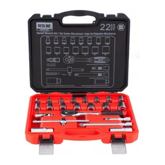 Kit Set De Dados Mecanicos 22 Piezas 3/8  Tubos Acero