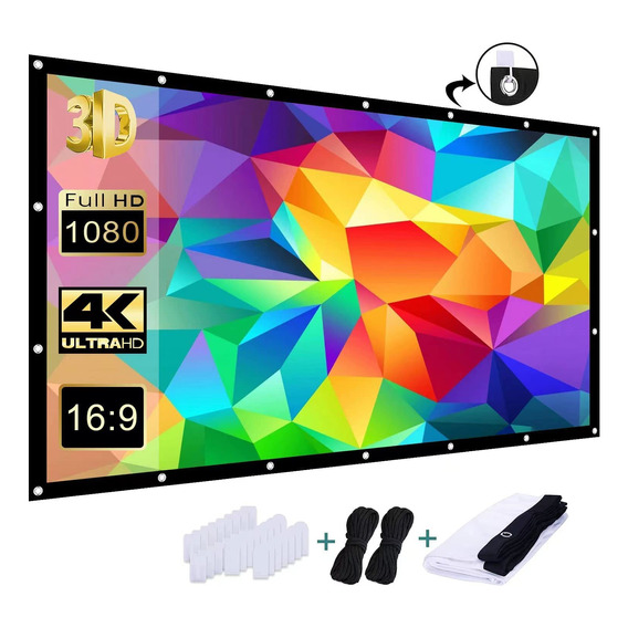 Pantalla Proyector 120puLG(264x147cm) Proyeccion Hd, 4k 16:9