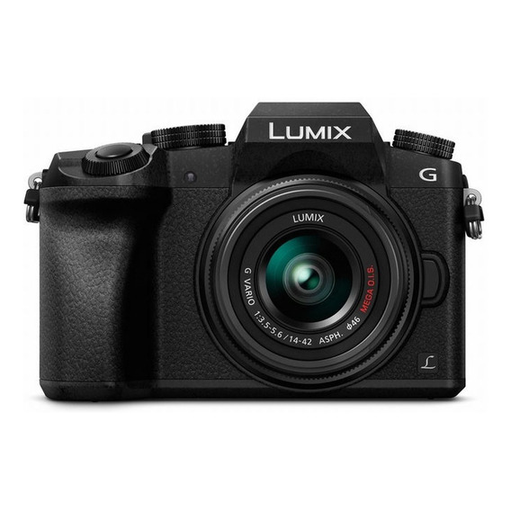 Panasonic Lumix Kit G7 + lente 14-42mm + lente 45-150mm DMC-G7W sin espejo color  negro 