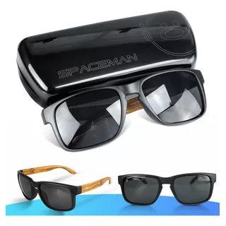 Oculos Sol Proteção Uv Madeira Marrom Masculino + Case Qualidade Premium Lente Preta Presente Casual