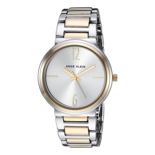 Reloj Mujer Anne Klein Cristal Mineral 34 Mm Ak/3169svtt Color Del Fondo Plateado Color De La Correa Plateado Color Del Bisel Dorado