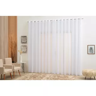 Cortina Voil/ Voal Itália 4,00 X 2,60 (para Quarto/ Sala) Cor Branco