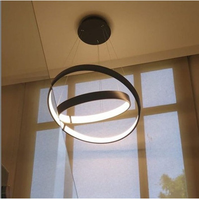 Colgante Led 158w Saturno Doble Xl 60/80cm Negro Moderno