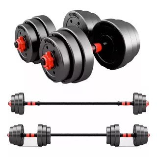 Set De Mancuernas Unibles De 30kg Con Barra Para Extension