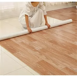 Piso Vinílico En Rollo Símil Madera Beige Moderno Resistente