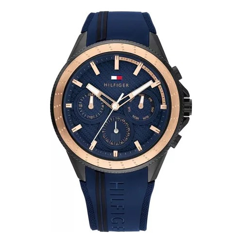 Reloj Tommy Hilfiger 1791861 Hombre Color De La Correa Azul Color Del Fondo Negro