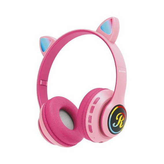 Auriculares Inalámbricos Infantiles Bluetooth Orejas Gatito Color Rosa