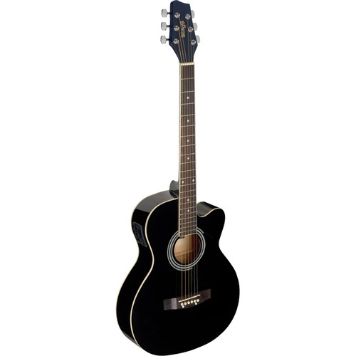 Stagg Sa20ace Guitarra Electro Acustica Auditorium Con Corte Color Negro Material Del Diapasón Nato Orientación De La Mano Diestro