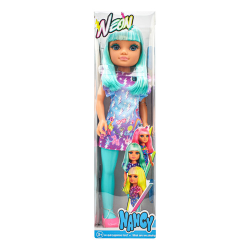 Nancy Neon Cabello Azul Muñeca 44cm Famosa