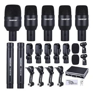 Kit De 7 Microfones Para Bateria Takstar Dmsd7 + Estojo Top Cor Preto