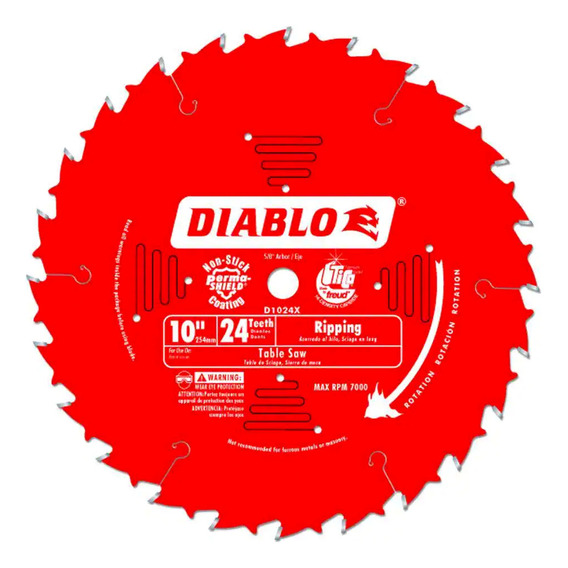 Disco De Sierra 10' Diablo 24 Dientes Eje 16 Mm/ Uso General Color Rojo