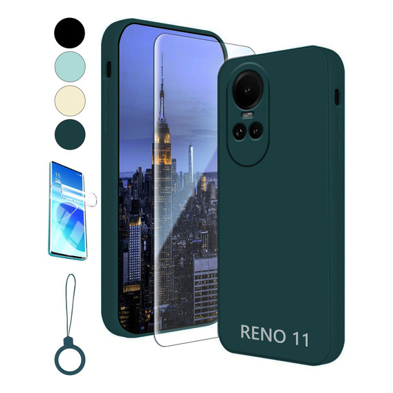 Funda Silicona Para Oppo Reno Case + Mica + Anillo Kit