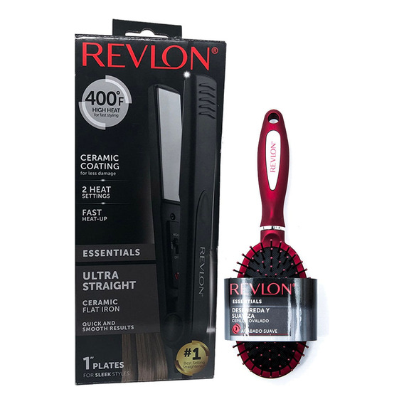 Kit Plancha Revlon Ceramic Flat + Cepillo Ovalado