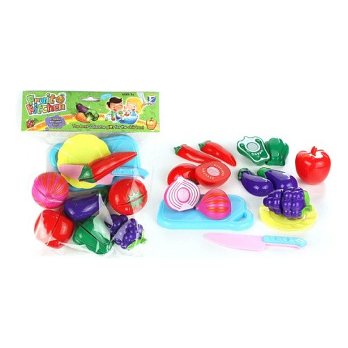 Set Frutas Verduras Con Velcro Juego Cocina Didactico 13 Pzs