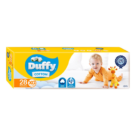 Pañales bebes Duffy cotton talle XG 28 unidades