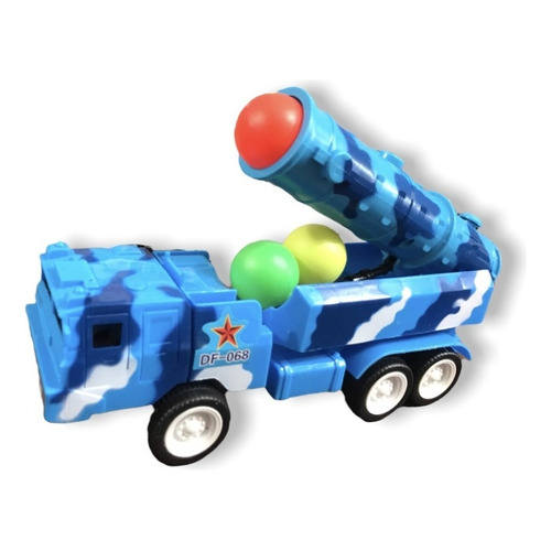 Camion Militar De Transporte Con Cañon Color Azul