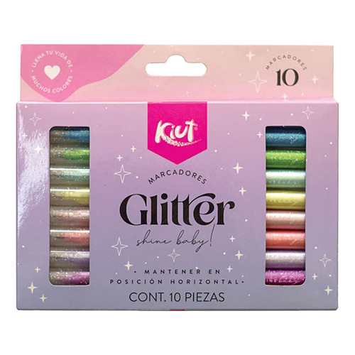 10 Marcadores Norma Kiut Efecto Glitter Lettering