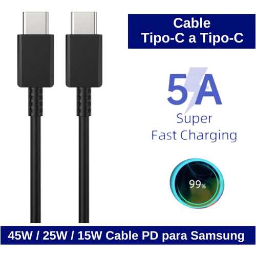 Cable Tipo C CELBRO 5A para Samsung Galaxy S/ Note/ Z Fold/ A/ Tab S/ iPhone 15/ iPad – Carga Rapida 45W/ 25W/ 15W - 1.5 Metros