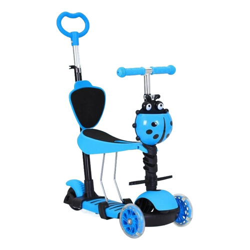 Mcktoys color azul mariquita apoya brazos patineta scooter 5 en 1 infantil asiento seguro anticaida