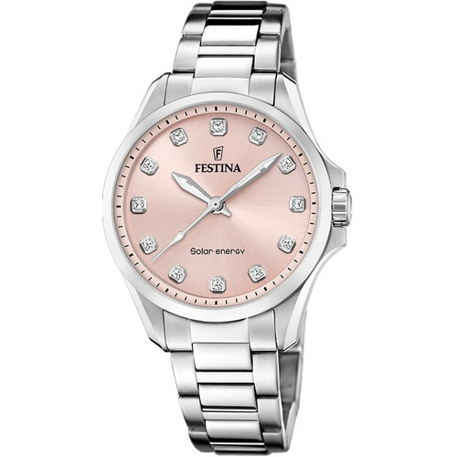 Reloj Festina F20654.2 Para Mujer Analogico Cuarzo Color de la malla Plateado Color del bisel Plateado Color del fondo Rosa claro