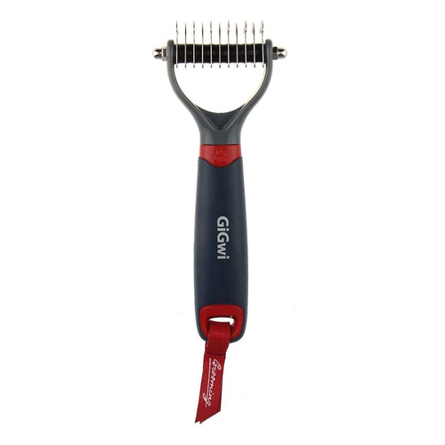 Peine Cardina Quita Exceso Pelos Nudos Perros Y Gatos Gigwi Color Grooming Gris / Rojo