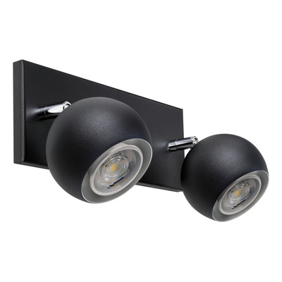 Aplique 3 Luces Bocha Cabezal Móvil Apto Gu10 Led Negro 