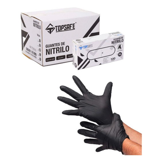 Guante Nitrilo Topsafe M Negro 100 Unidades