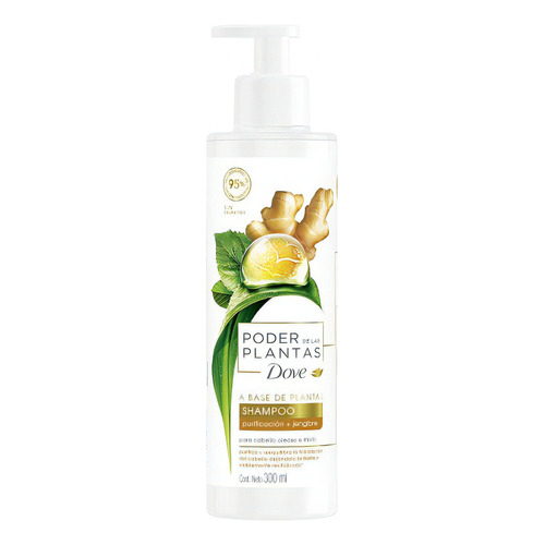 Shampoo Dove Real Poder Plantas Purificacion Jengibre 300 Ml