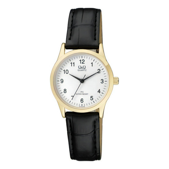 Reloj Q&q Qyq C213j104y Casual Cuero Mujer Dama + Estuche Color De La Correa Negro