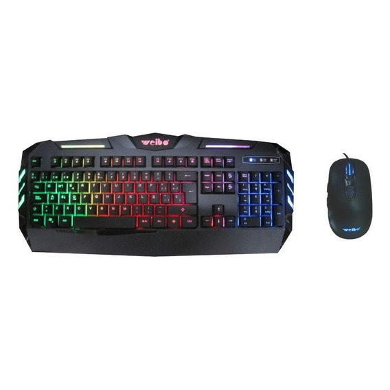 Combo Gamer Teclado/mouse Weibo Wb-520 Rgb Color del mouse Negro Color del teclado Negro