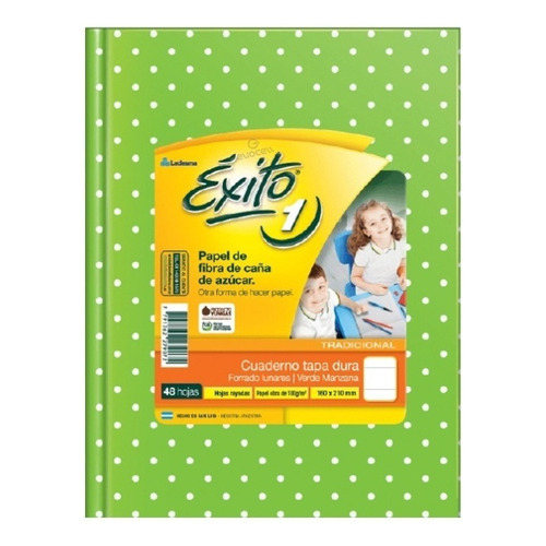  Éxito Lunar pintitas Número 1 48 hojas  rayadas unidad x 1 21cm x 16cm lunar color verde claro