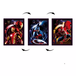  Poster 3d Lenticular Capitán America Iron Man Spiderman