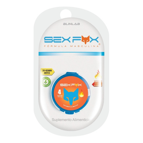 Sex Fox - 4 Tabletas 500mg - Fórmula Masculina - Blinlab Sabor Sin sabor