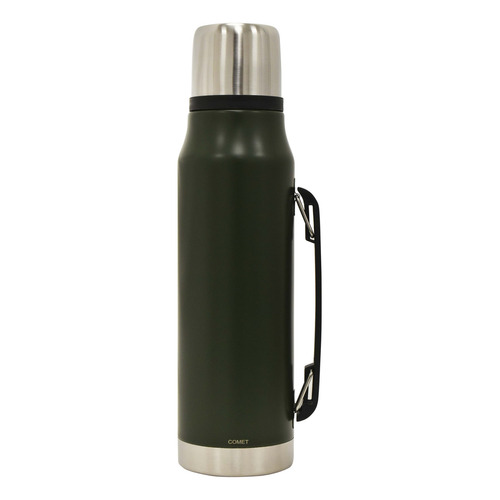 Termo Acero Inox 1lt Con Manija Retráctil P/frío Calor Comet Color Verde militar