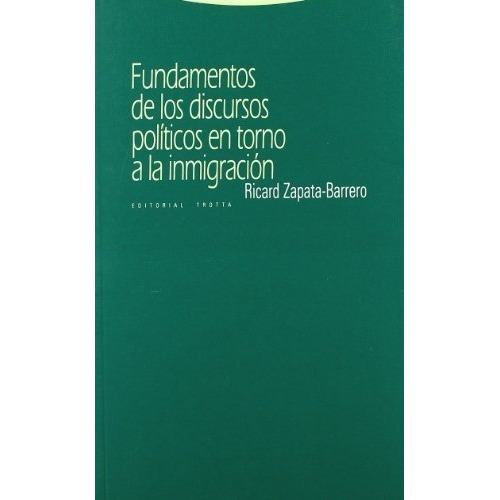 Fundamentos De Los Discursos Politicos En To - Ricar, De Ricar Zapata Barrero. Editorial Trotta En Español