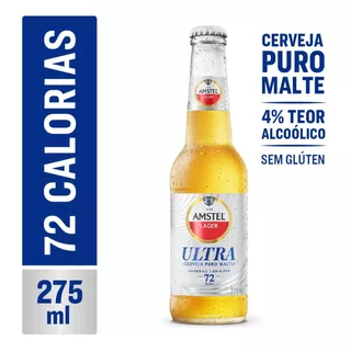 6 Cerveja Premium Sem Gluten Amstel Ultra Garrafa 275ml