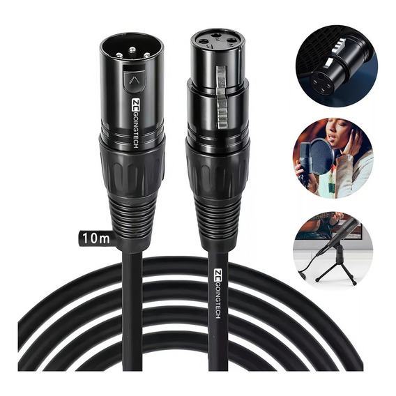 10m Cable Para Microfono,cable Xlr Balanceado Dual Shielded