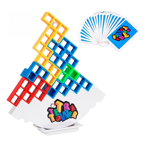Juego Tetra Tower Bloques En Equilibrio Tetris Apilable 48pc Color Colorido