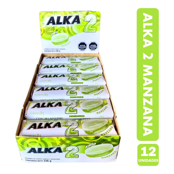 Caramelos Alka 2 Sabor Manzana (display Con 12 Unidades)