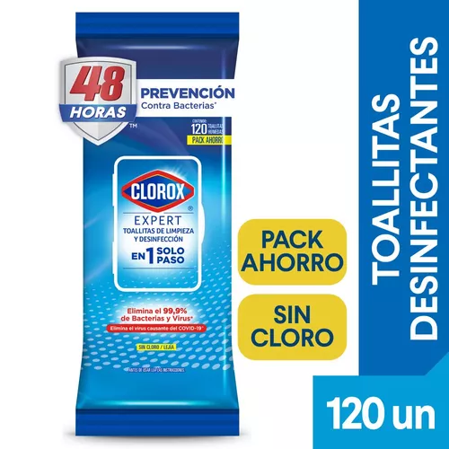 Toallitas Desinfectantes Clorox Expert Sin Cloro 120 Und