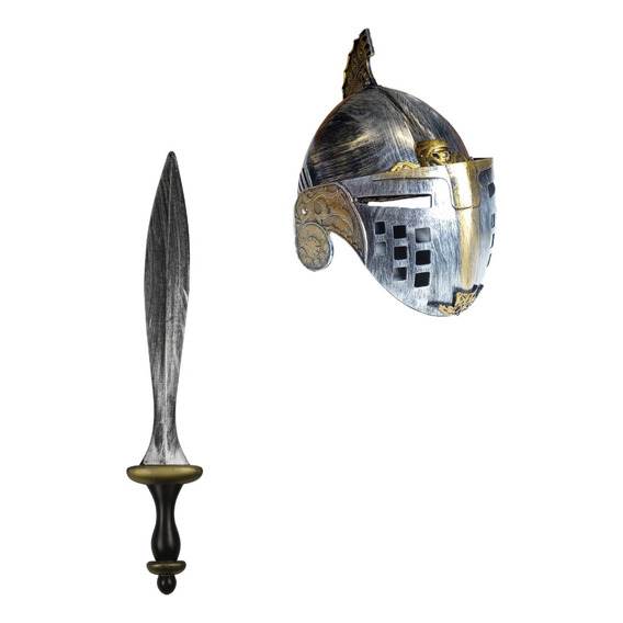 Combo Disfraz Gladiador Casco Yelmo + Espada Romana Guerrero