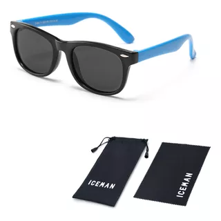 Óculos De Sol Infantil Flexível Polarizado Uv400 Iceman 476 Cor Preto/azul