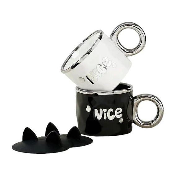 Taza Nice Con Orejas De Gato Para Regalo Blanco O Negro 