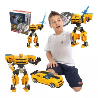Brinquedo Boneco Robot Carro C/ Espada E Escudo Removível