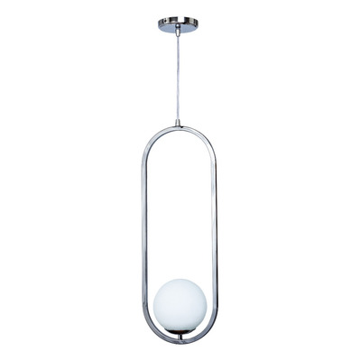 Colgante 1 Luz Marsella Oval Large Cromo Globo Opal Apto E27