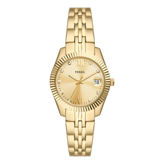 Reloj Mujer Fossil Scarlette De Acero Inoxidable2 Correa Dorado